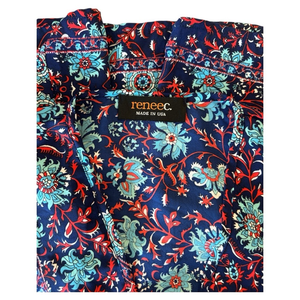 Renee C. Blue and Red Floral Dress|Size L - Picture 3 of 4
